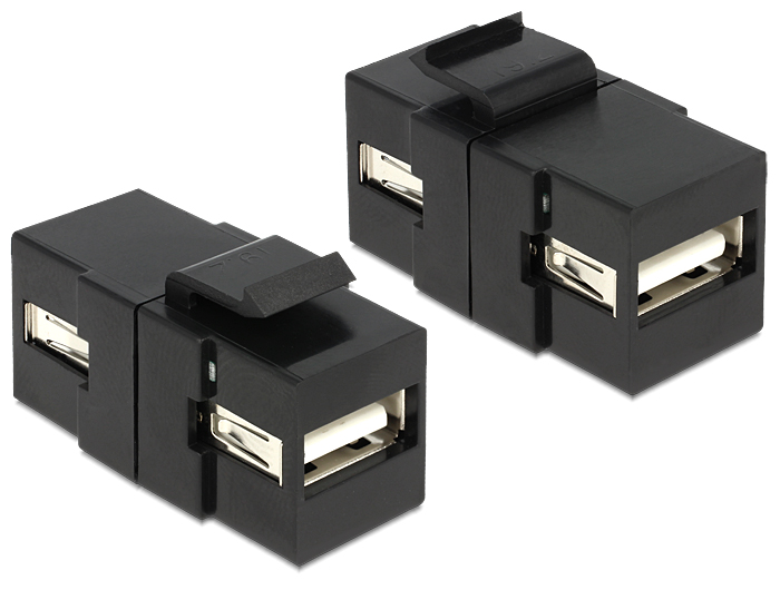 [86367] USB 2.0 A F / F keystone module, black
