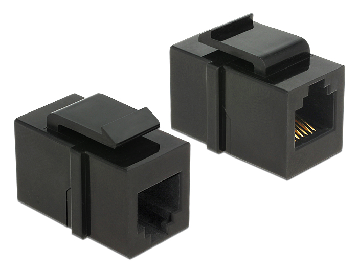 [86390] Keystone Module RJ12 female > RJ12 female Cat.3 black