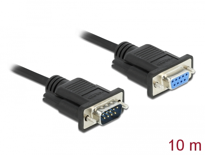 Delock Serial Cable RS-232 D-Sub9 male to female with narrow plug housing 10 m