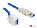 Keystone moodul: USB 3.0 A F / M, valge 250° nurgaga, kaabli pikkus 0.5m
