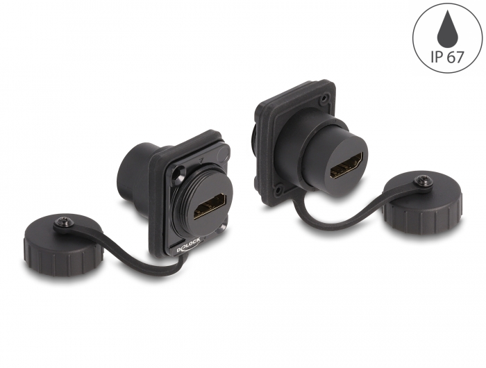 Tüüp-D moodul - HDMI-A F - F, korgiga, IP67, tolmu ja veekindel, must