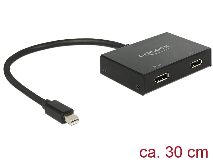 [87695] Mini Displayport splitter 1 sisse/ 2 välja, 4K, 2560x1440@60Hz, 3840x2160@30Hz, mirror/extended