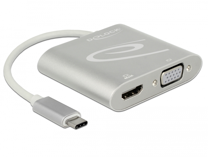 [87705] USB-C splitter 1 sisse / 2 välja HDMI (F) 2560x1440@60Hz / VGA (F) 1920x1080@60Hz