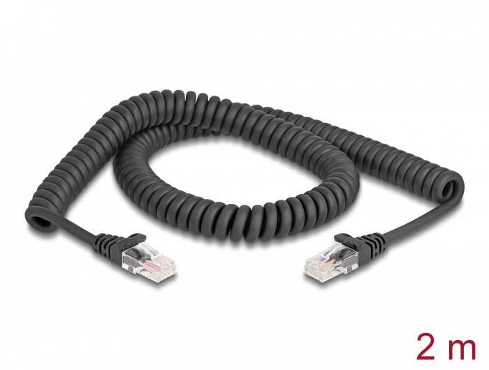 Võrgukaabel Cat5e UTP 2.0m, must, spiraal