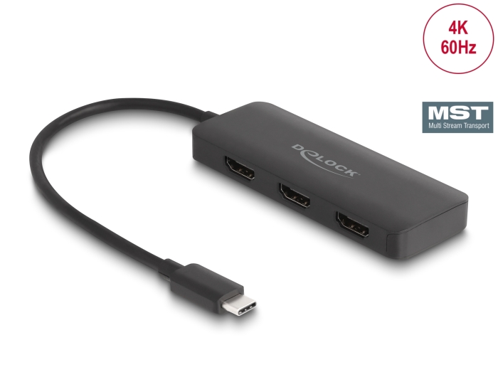 [88040] USB-C splitter 1 sisse / 3 välja HDMI 4K@60Hz MST