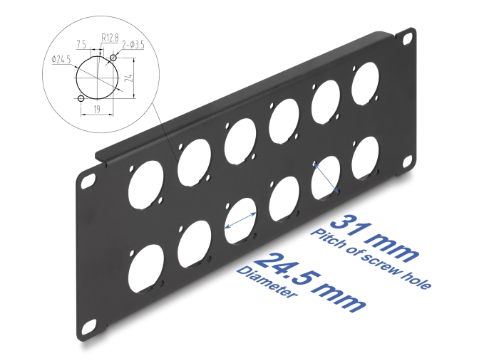 Paneel Tüüp-D 12 port 2U 10 tolli must tühi