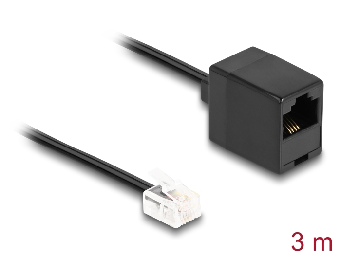 Telefonikaabel RJ11 (M) - RJ45 (F) 3.0m, must