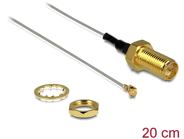 Üleminek antennile RP-SMA - MHF I 1.37, 20cm, 10mm keermega
