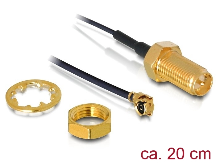 Üleminek antennile RP-SMA - MHF I 1.13, 20cm, 10mm keermega