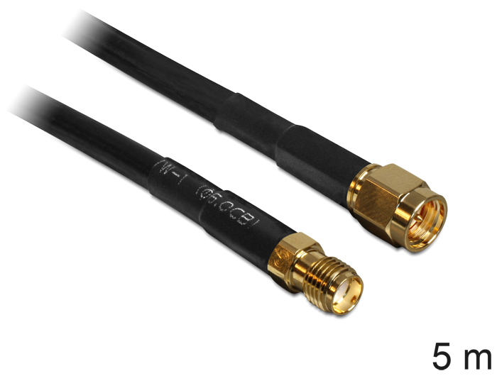 Delock Antenna Cable SMA plug > SMA jack CFD/RF200 5 m low loss