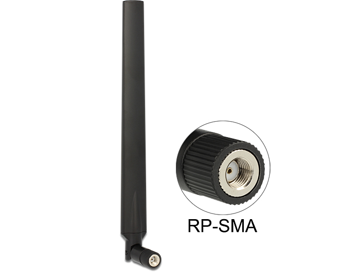 Delock WLAN 802.11 ac/a/h/b/g/n Antenna RP-SMA plug 5 - 7 dBi omnidirectional with tilt joint black