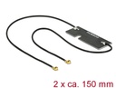Delock Twin Antenna WLAN MHF/U.FL-LP-068 compatible plug 802.11 ac/a/h/b/g/n 3 - 5 dBi 2x 150 mm PCB internal self-adhesive