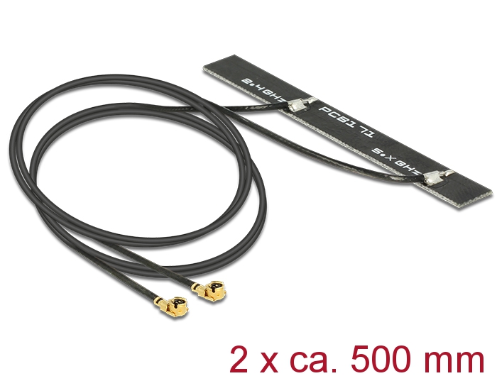 WLAN Antenn 5 dBi 2 x MHF pistik, ac/a/h/b/g/n 2.4/5GHz, 500mm PCB internal, isekleepuv