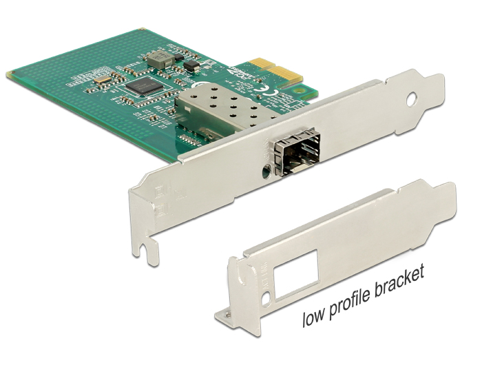 Võrgukaart: PCIe x1, 1000-Base SFP pesa, standard + low profile (intel i210 kiibistik)