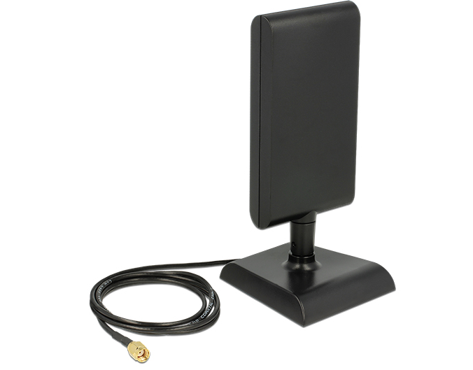 Delock WLAN 802.11 ac/a/h/b/g/n Antenna RP-SMA plug 6 - 9 dBi directional with magnetic base and connection cable (ULA 100, 1 m) black