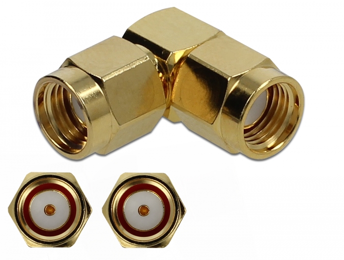 [89949] Üleminek RP-SMA pistik - RP-SMA pistik, 10 GHz, kullatud, nurgaga