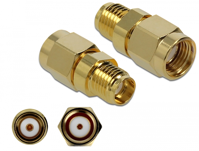 [89976] Üleminek RP-SMA pistik - SMA pesa 10 GHz, kullatud
