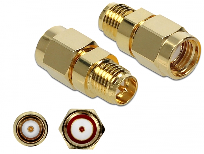 [89977] Üleminek RP-SMA pistik - RP-SMA pesa, 10 GHz, kullatud