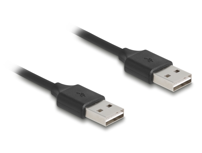 USB 2.0 kaabel A - A 0.5 - 0.8m, Easy-USB, spiraal, must