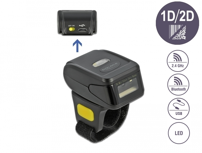 [90508] Ribakoodilugeja, juhtmevaba, 2.4 GHz või Bluetooth, 1D, 2D