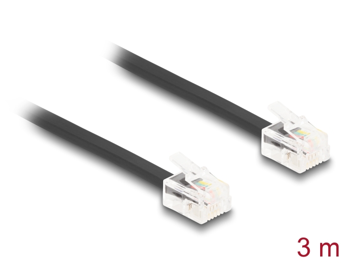 Telefonikaabel RJ11 3.0m, must