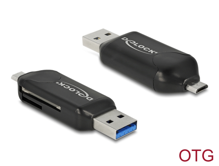 Kaardilugeja USB-A - Micro USB-B, SD / SDHC / MS / MMC / Micro SD, must
