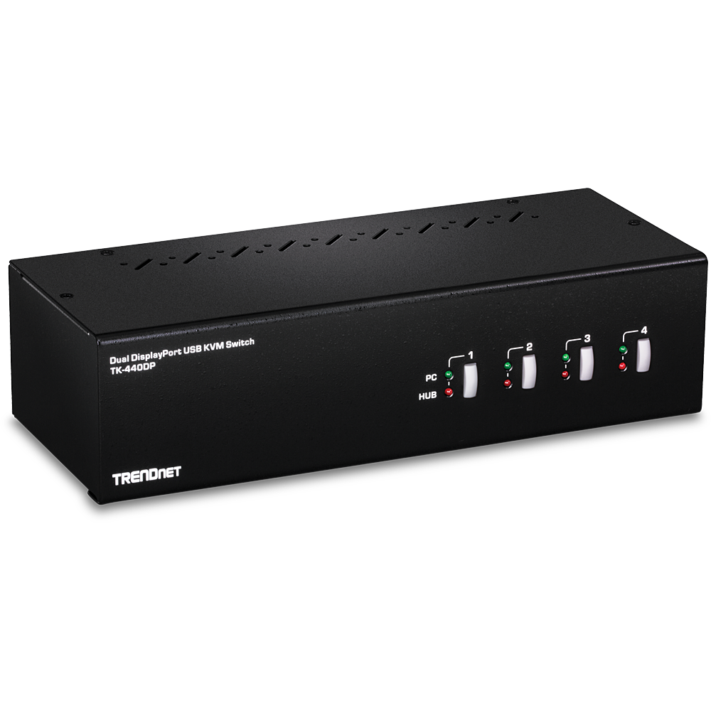 KVM switch: 4 porti, Dual monitor DP, 2xUSB A, audio, mikrofon, 4K UHD 3840x2160