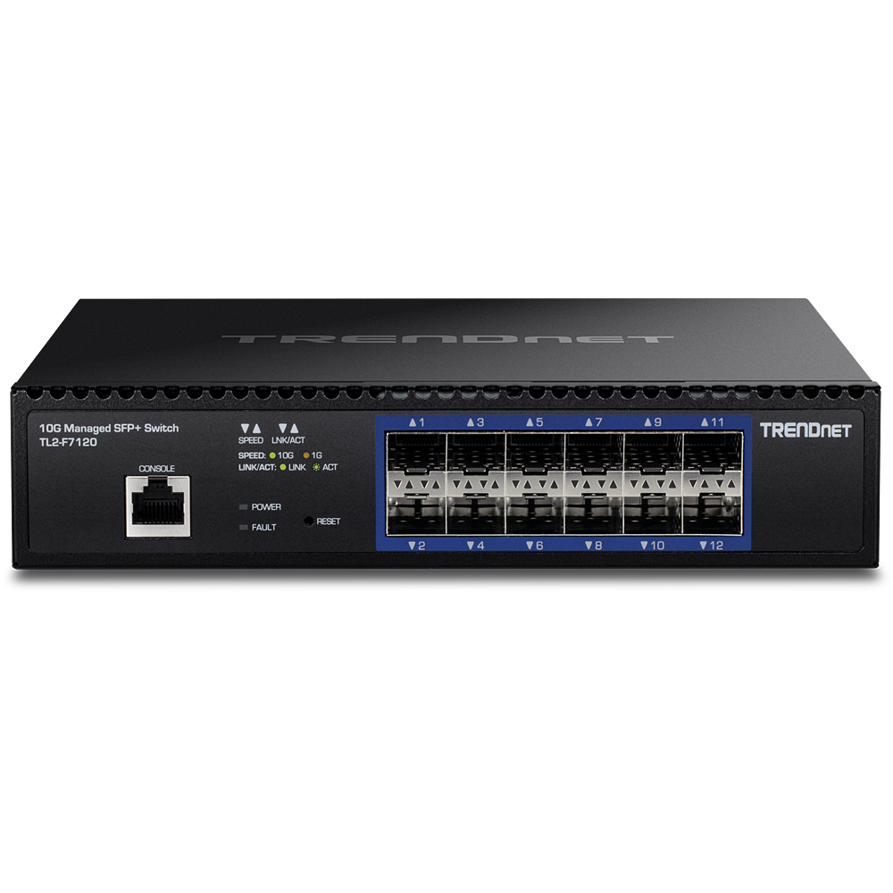Switch: 12 x SFP+, Layer 2, räkitav