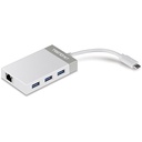 USB-C hub, 3xUSB 3.0 porti, 1xUSB-C pistik, 1xRJ45 Gigabit port, sobib ka Mac´ile