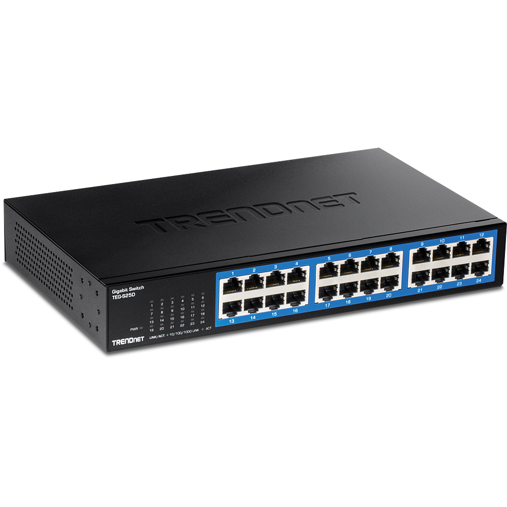 [TEG-S25D] Switch: 24 x 10/100/1000Mbps, metallist, madal voolutarve, räkitav
