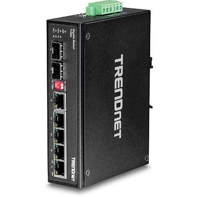 Tööstuslik Switch: 5 x 10/100/1000Mbps, 2 x 10/100/1000Mbps SFP (1 x SFP jagatud) Din, IP30, -40 to 75 ºC