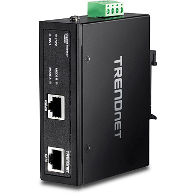Tööstuslik PoE+ Injector: 1 x 10/100/1000Mbps, Din, IP30, -40 to 75 ºC, kuni 30W