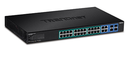 PoE Switch: 24 x 10/100/1000Mbps Web Smart PoE+, 4 x jagatud Mini-GBIC (SFP) pesa, räkitav