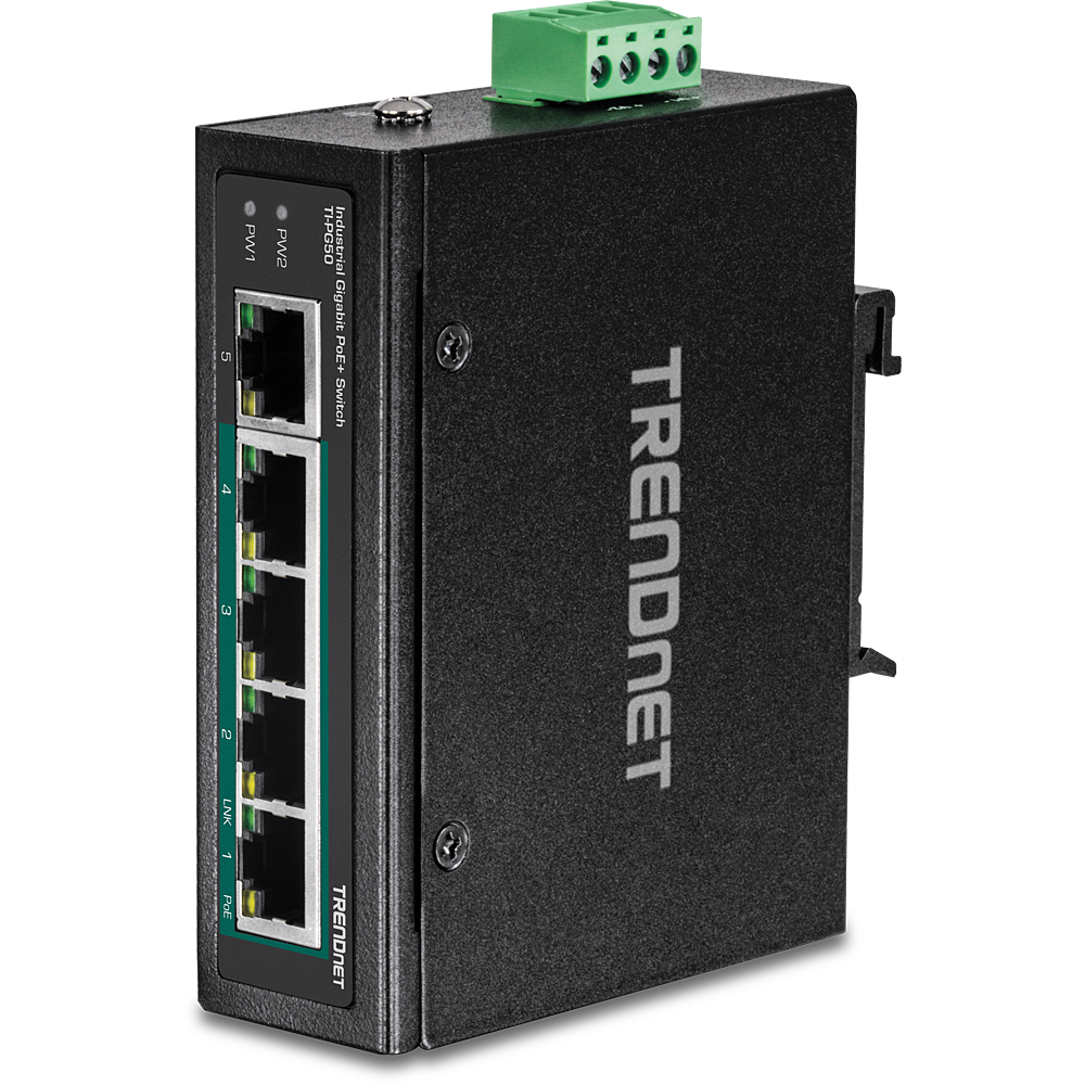 Tööstuslik PoE Switch: 4 x 10/100/1000Mbps PoE+, 1 x 10/100/1000Mbps PoE, 90W, -40 to 75 ºC