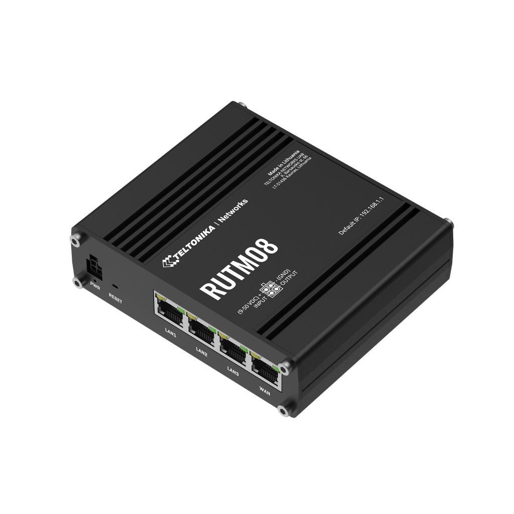 Industrial router: 4 x 10/100/1000, 1 x USB, M2M, RMS, VPN, 9-50VDC, -40 kuni 75 °C