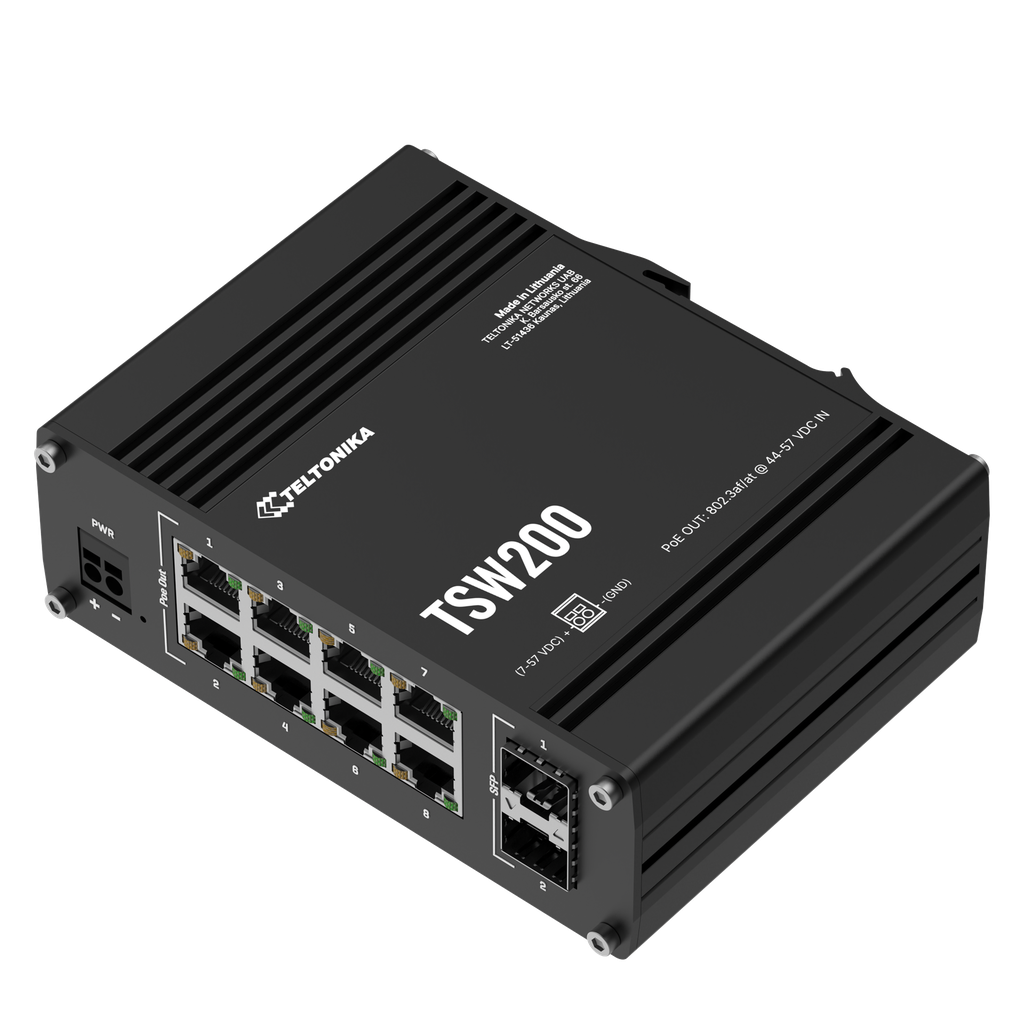 Switch: 8 x 10/100/1000BaseT(X) PoE+, 2 x SFP, -40 kuni 75°C