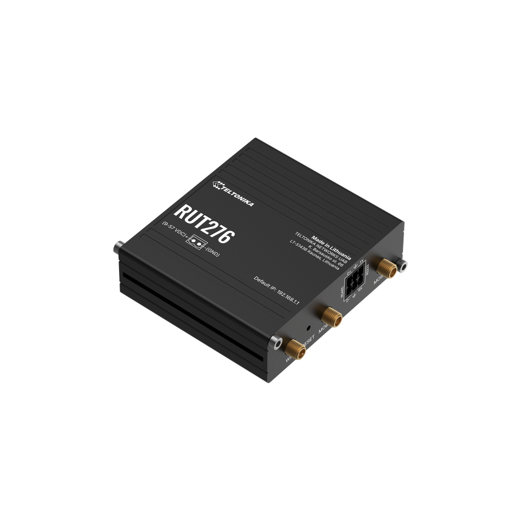 [RUT276] Teltonika RUT276 - Industrial LTE Router 5G modem with wireless router, CAT4 2.4GHz, 2xLAN, RS232/RS485, 802.11b/g/n, -40°C-75°C, IP30