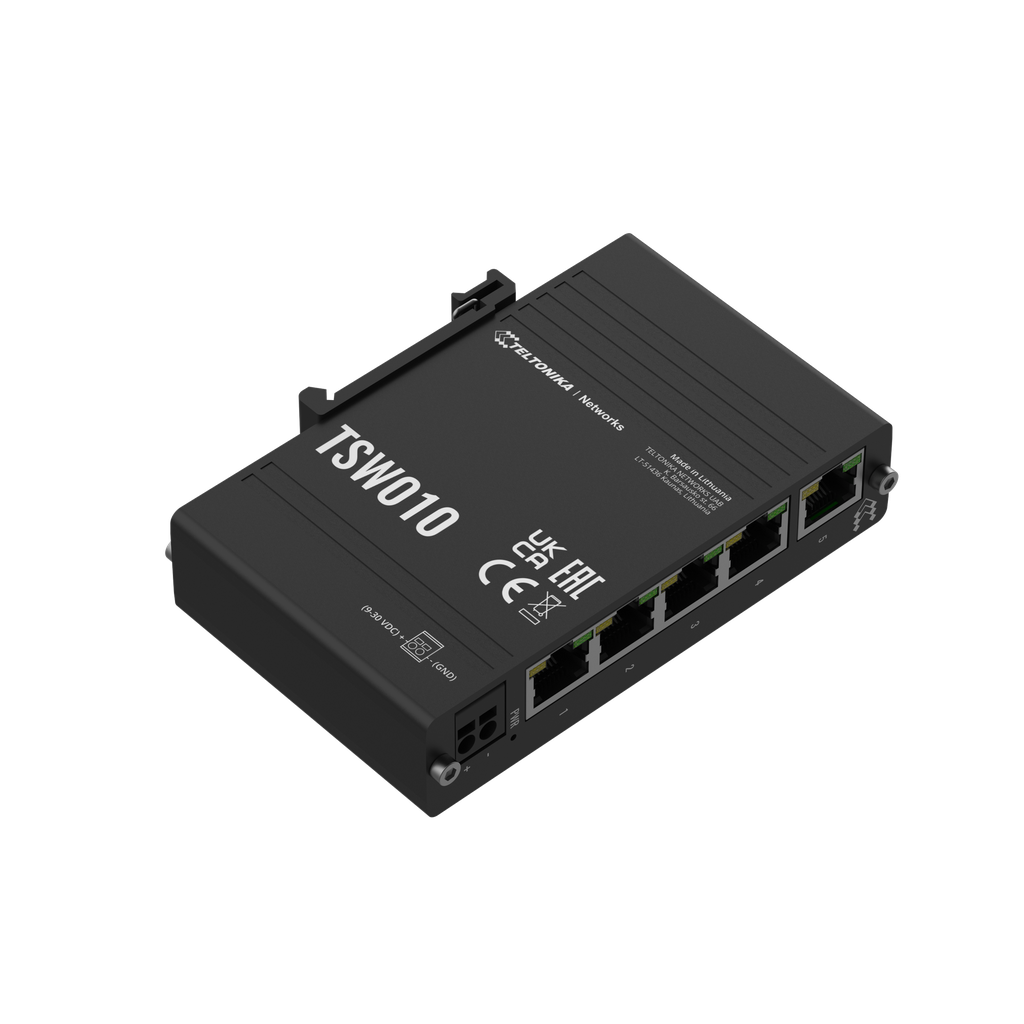 Industrial Ethernet switch with 4x 10/100BaseT(X) ports , -40 to 75°C, DIN-rail mountable, 9-30 VDC
