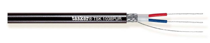 DMX kaabel 2x0.35mm², 110Ω, must, sukkvarje, PUR, -40°C/+80°C, 100m/rull