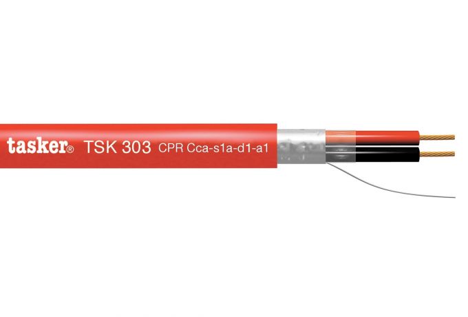[TSK303CPR] Tulekahjuhäiresüsteemi kaabel 2x2.5mm², punane, CPR Cca, s1a-d1-a1, LSZH, kummikate, 100m/rull