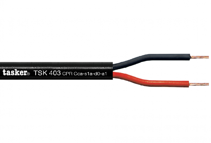 [TSK403-100-CPR] Kõlarikaabel 2x2.5mm², must, CPR CCA, S1a-d0-a1, LSZH, OFC, 100m/rull