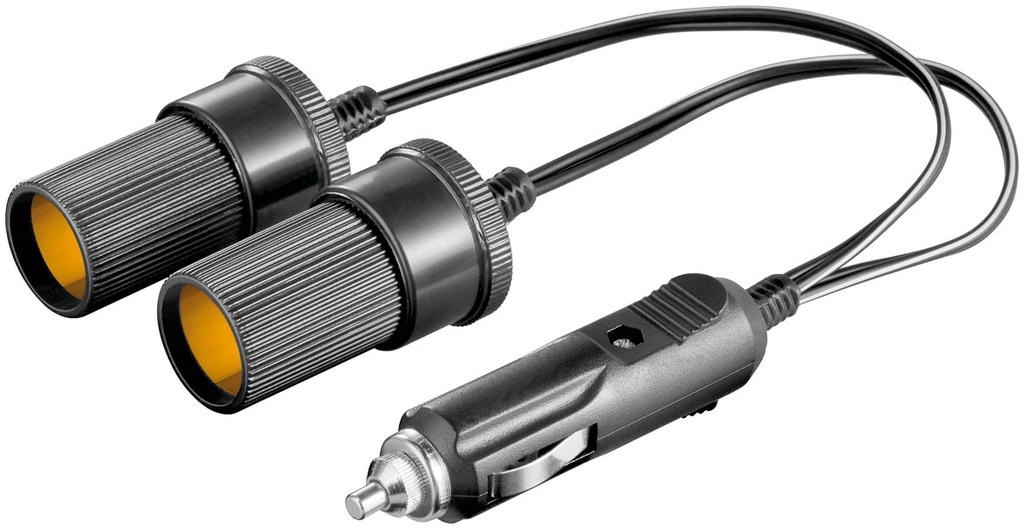 [11766] Car cigarette lighter cable, plug > 2 x jack, 0.2m
