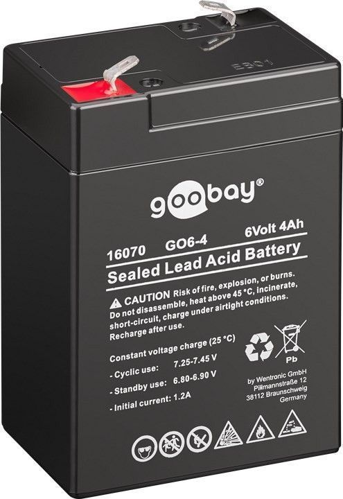 [16070] Battery 6V 4Ah, 70x46x101(lwh), Faston 187 (4,8 mm)