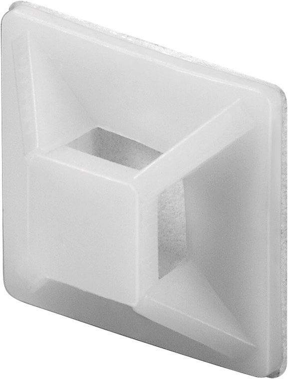 Kaablifiksaator kleebisega 19x19mm, naturaalne, 3.6mm, 100tk/pk
