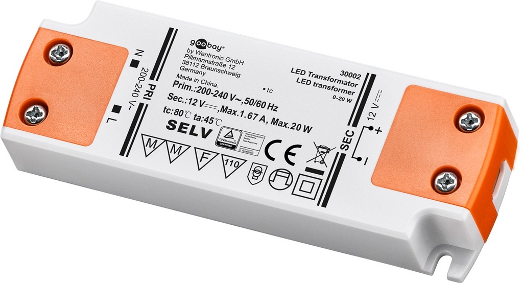 LED trafo 12 V (alalisvool), 20 W