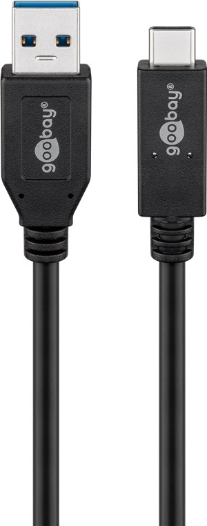 USB-C cable 1.0m, USB 3.1 Gen 2, 3A, black