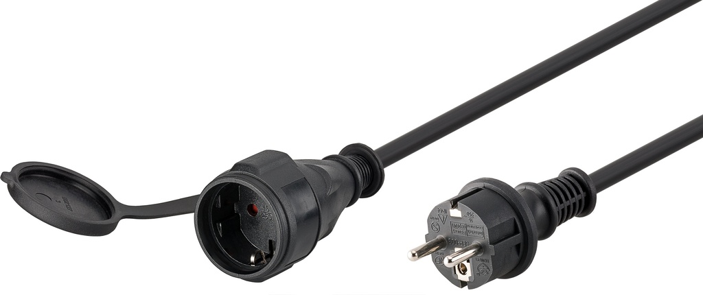 220V Toitekaabli pikendus 25.0m, must, CEE 7/7 - CEE 7/4, IP44 pesa kaitsmega