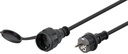 220V Toitekaabli pikendus 25.0m, must, CEE 7/7 - CEE 7/4, IP44 pesa kaitsmega