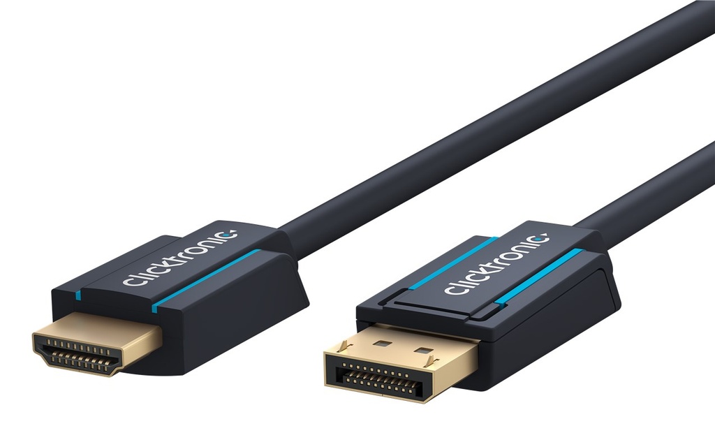 Displayport - HDMI kaabel 2.0m, 4K 3840x2160@60Hz, OFC, topeltvarjega (sign suund DP > HDMI), tumesinine