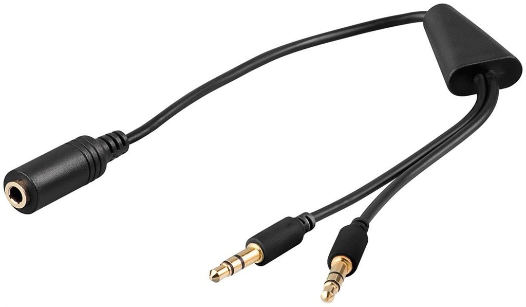 Üleminek 3.5mm (F) 4-pin - 2x3.5mm (M) 3-pin, stereo, 0.4m